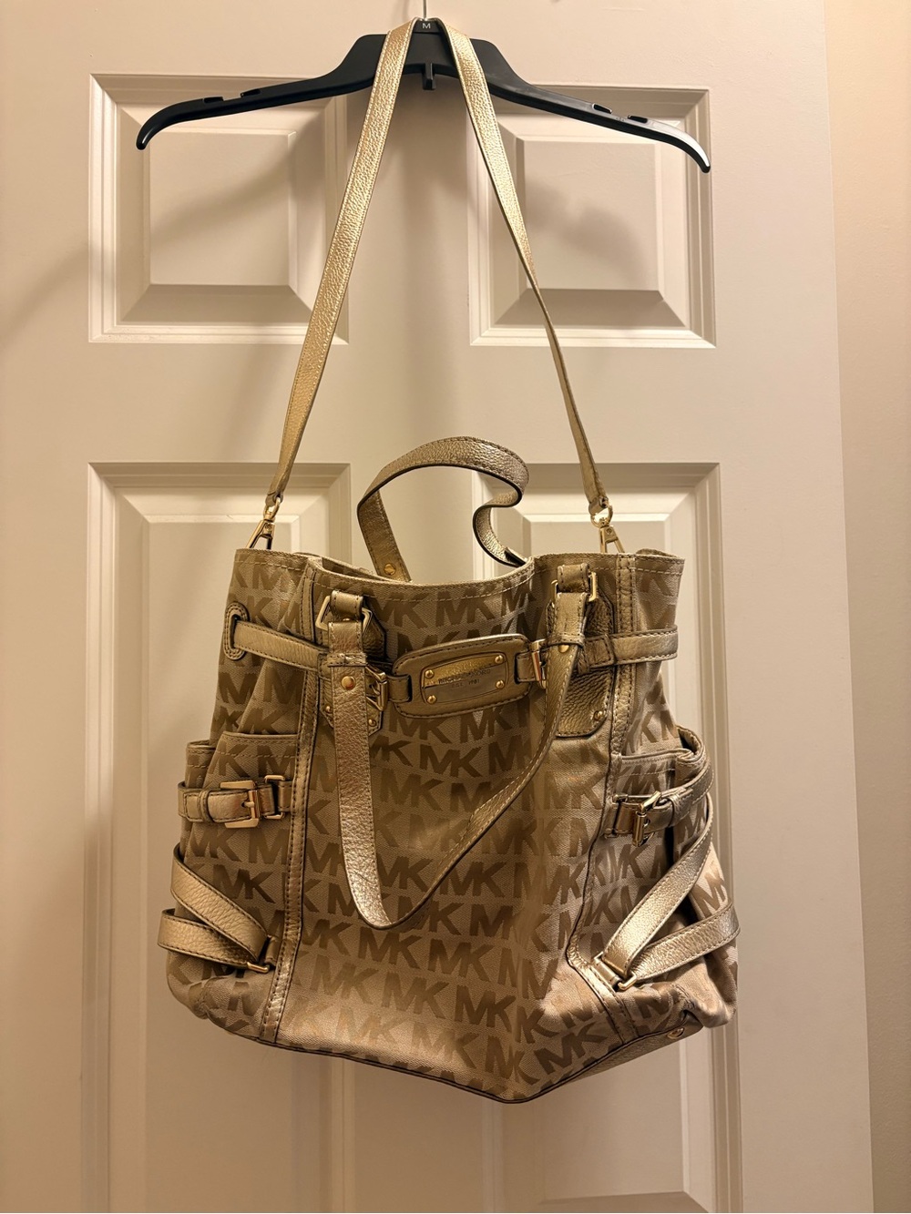 Michael Kors Metallic Gold MK Monogram Tote